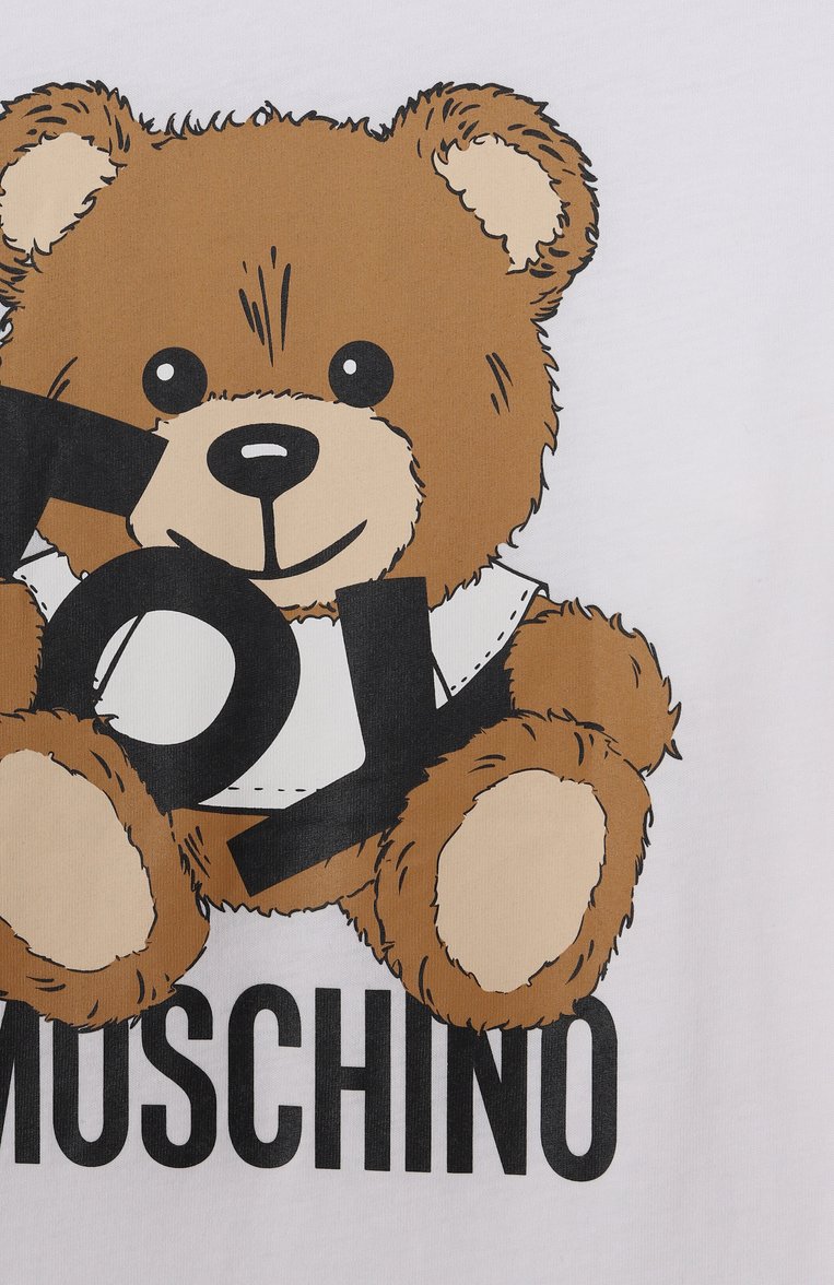 Детская хлопковый лонгслив MOSCHINO белого цвета, арт. HU000X/LAA03/10-14 | Фото 3 (Материал внешний: Хлопок; Рукава: Длинные; Мальчики Кросс-КТ: Лонгслив-одежда; Тематический товар: Teddy Bear; Автоматизация ТО: Проставлено; Автоматизация состава: Проставлено; Ростовка одежда: 10 - 11 лет | 140 - 146см, 12 лет | 152 см)