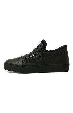 Мужские кожаные кеды frankie winter GIUSEPPE ZANOTTI DESIGN черного цвета, арт. RU20002/001 | Фото 4 (Материал утеплителя: Натуральный мех; Стили: Классический; Подошва: Массивная; Драгоценные камни: Проставлено; Материал сплава: Проставле�но; Материал внешний: Натуральная кожа; Кросс-КТ: Низкие)