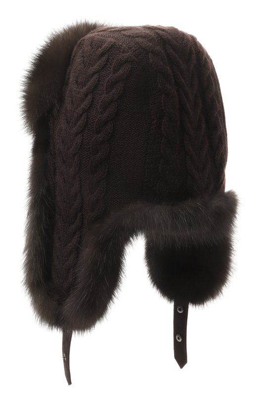 Утепленная шапка-ушанка с отделкой из соболя Black Sable BS-FHK-EB Коричневый  BS-FHK-EB Фото 2