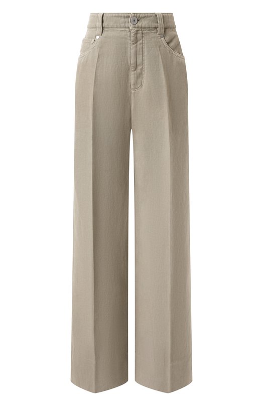 Брюки из хлопка и льна Brunello Cucinelli ML996P5992 Хаки ML996P5992
