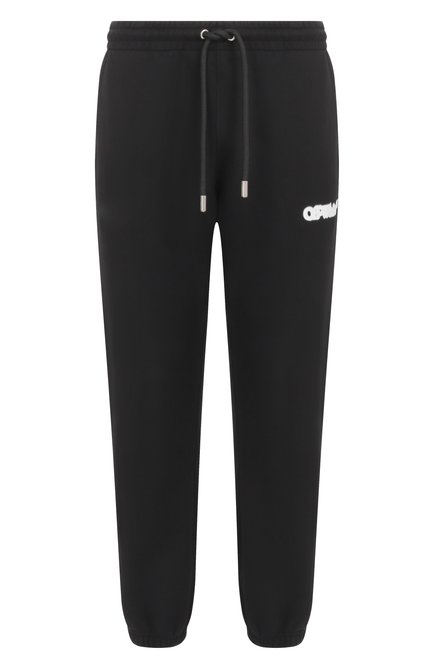 Мужские хлопковые джоггеры OFF-WHITE черного цвета, арт. 0MCH057S25FLE001 | Фото 1 (Автоматизация состава: Проставлено; Силуэт М (брюки): Джоггеры; Автоматизация ТО: Проставлено; Длина (брюки, джинсы): Стандартные; Стили: Спорт-шик; Материал внешний: Хлопок)