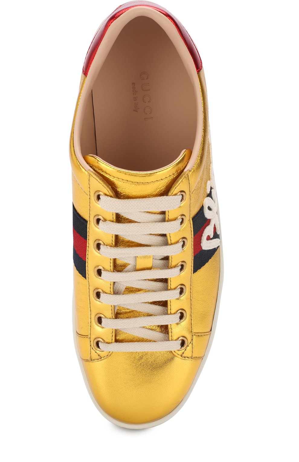 Кеды new ace из металлизированной кожи с аппликацией GUCCI, арт. 497278/DXAL0, фото 5