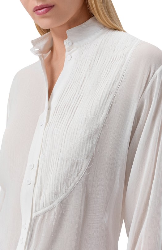 Блузка из хлопка и шелка Isabel Benenato DW81S26 Белый  DW81S26 Фото 5