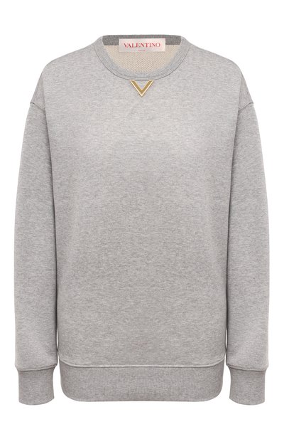 Хлопковый свитшот VALENTINO серого цвета по цене 134500 руб., арт. 5B3MF23F8PU, фото 1 Хлопковый свитшот VALENTINO, арт. 5B3MF23F8PU, фото 1