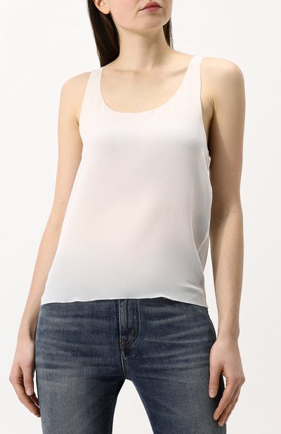 Шелковый топ прямого кроя без рукавов SAINT LAURENT, арт. 488986/Y059R, фото 3