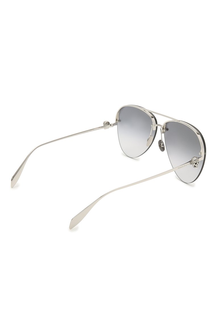 Женские солнцезащитные очки ALEXANDER MCQUEEN синего цвета, арт. AM0270S 001 | Фото 4 (Тип очков: С/з; Региональные ограничения белый список (Axapta Mercury): RU, Не проставлено; Материал: Металл; Нос: Не проставлено; Оптика Гендер: оптика-�женское; Очки форма: Авиаторы)