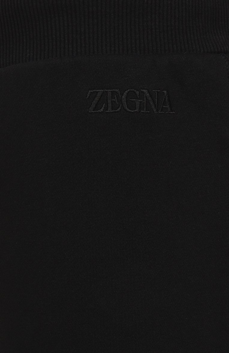 Мужские хлопковые джоггеры ZEGNA черного цвета, арт. N6N00/194 | Фото 6 (Автоматизация ТО: Проставлено; Длина (брюки, джинсы): Стандартные; Автоматизация состава: Проставлено; Материал внешний: Хлопок; Силуэт М (брюки): Джоггеры; С�тили: Спорт-шик)