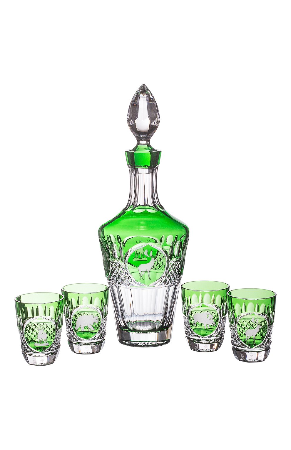 Набор из штофа и 4-х рюмок hunt TSAR зеленого цвета по цене 359000 руб., арт. 5483184G, фото 1 Набор из штофа и 4-х рюмок hunt TSAR, арт. 5483184G, фото 1