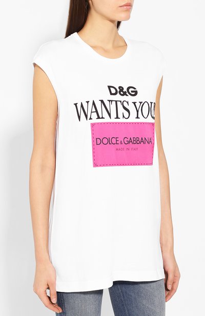 Хлопковая футболка DOLCE & GABBANA белого цвета по цене 47350 руб., арт. F8K73Z/HH7LW, фото 3 Хлопковая футболка DOLCE & GABBANA, арт. F8K73Z/HH7LW, фото 3