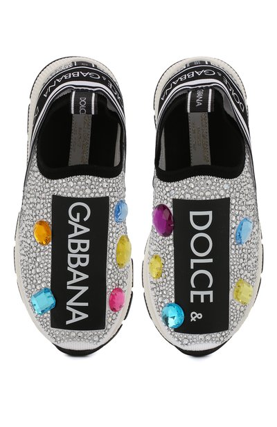 Текстильные кроссовки со стразами без шнуровки DOLCE & GABBANA, арт. D10723/AZ170/24-28, фото 4