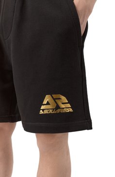 Мужские хлопковые шорты DSQUARED2 черного цвета, арт. S71MU0839/S25551 | Фото 5 (Стили: Спорт-шик, Кэжуэл; Случай: Повседневный; Принт: Без принта; Материал внешний: Хлопок; Длина Шорты М: До колена)