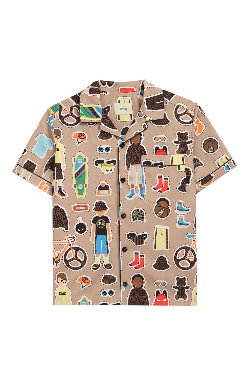 Хлопковая рубашка FENDI разноцветного цвета по цене 56150 руб., арт. JMC100/AACU/8A-12+, фото 1 Хлопковая рубашка FENDI, арт. JMC100/AACU/8A-12+, фото 1