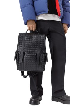 Мужской рюкзак back-to-school BOTTEGA VENETA черного цвета, арт. 805971 V2HL1 | Фото 2 (Материал сплава: Проставлено; Размер: large; Драгоценные камни: Проставлено; Материал: Натуральная кожа; Стили: Классический; Сумки-технические: Рюкзаки - большие)