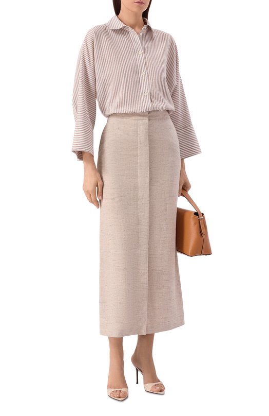 Рубашка изо льна и хлопка Pietro Brunelli CA2514/LI0028 Коричневый  CA2514/LI0028 Фото 2