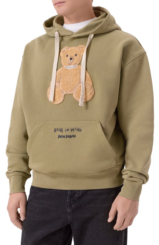 Хлопковое худи Palm Angels PMBB17DF25FLE004 Хаки  PMBB17DF25FLE004 Фото 3