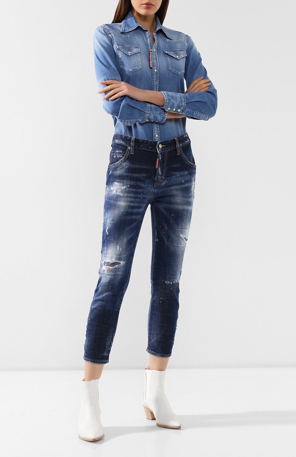Джинсы DSQUARED2 темно-синего цвета по цене 56650 руб., арт. S75LB0271/S30342, фото 2 Джинсы DSQUARED2, арт. S75LB0271/S30342, фото 2