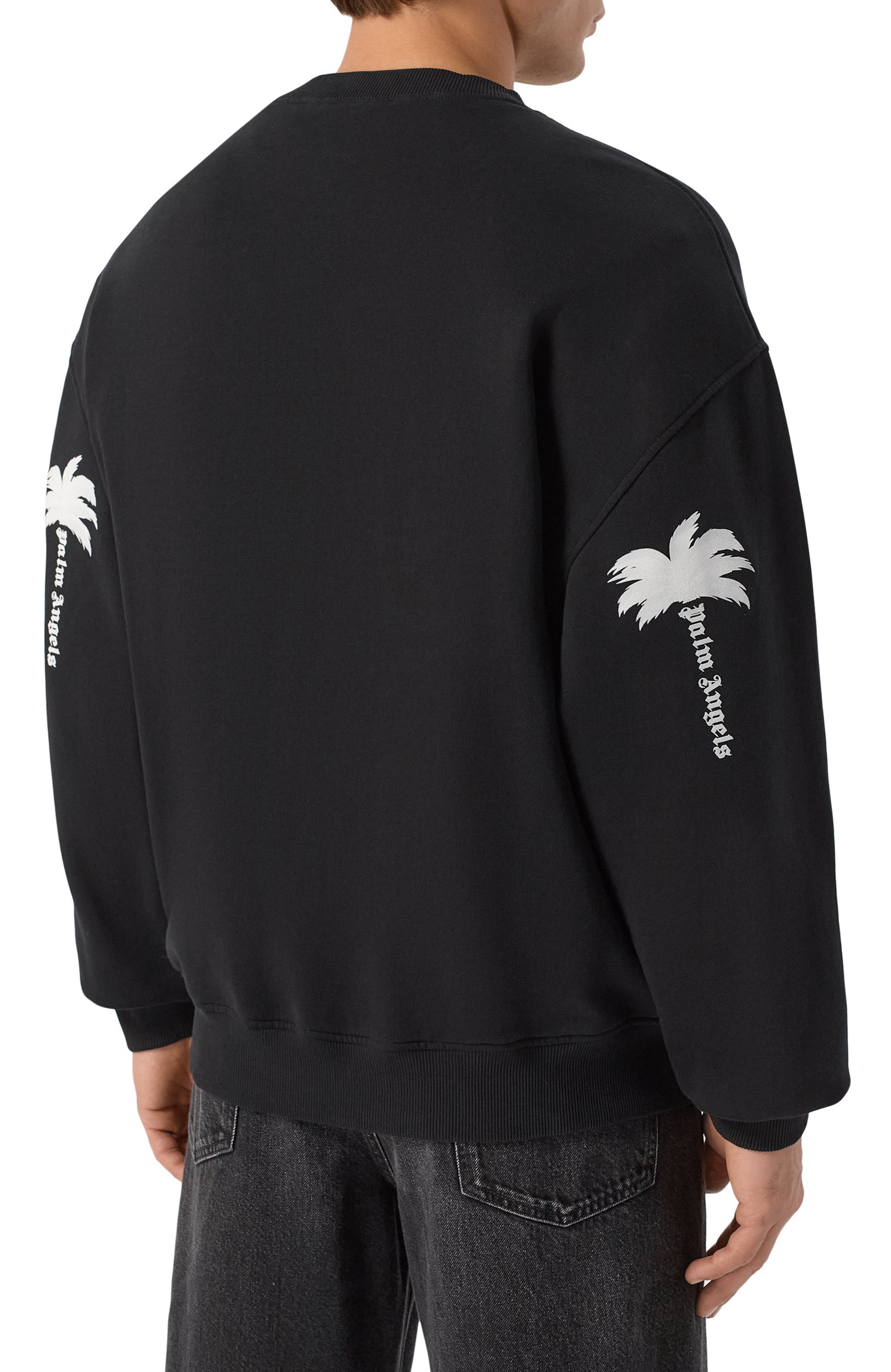 Хлопковый свитшот PALM ANGELS черного цвета по цене 49950 руб., арт. PAMBA003FL003, фото 4 Хлопковый свитшот PALM ANGELS, арт. PAMBA003FL003, фото 4