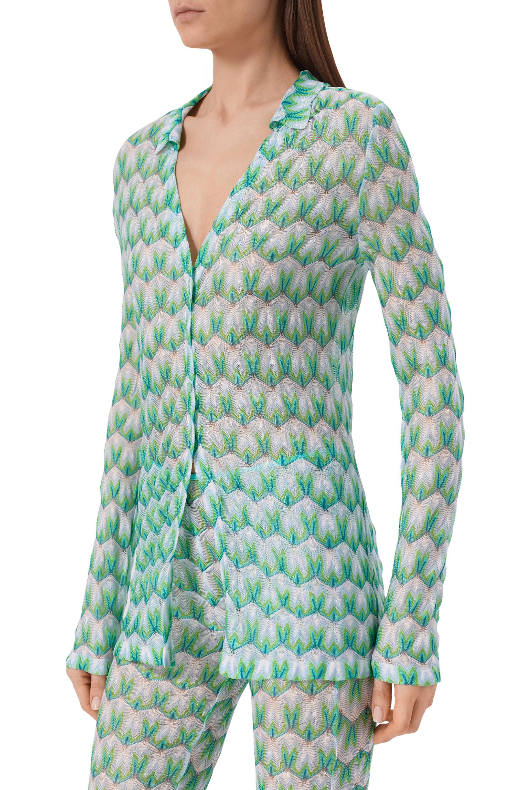 Кардиган из вискозы MISSONI зеленого цвета по цене 107500 руб., арт. MS26SK0A/BR014I, фото 3 Кардиган из вискозы MISSONI, арт. MS26SK0A/BR014I, фото 3