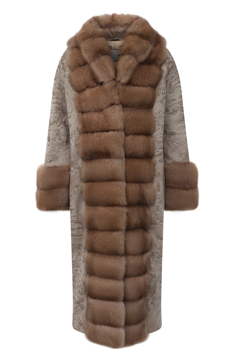Пальто с меховой отделкой MANZONI24, арт. 20M854-PAZ/BEIGE/CHAMPAGNE/38-46, фото 1