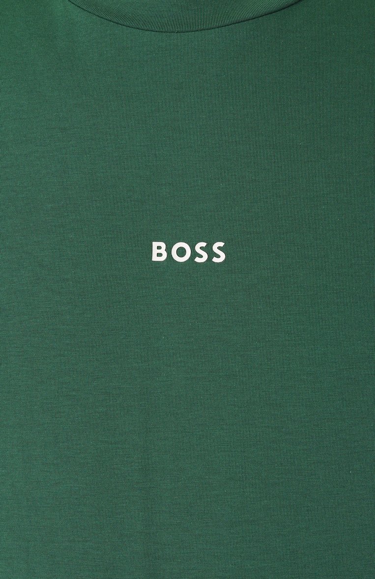 Мужская хлопковая футболка BOSS ORANGE зеленого цвета, арт. 50473278 | Фото 6 (Рукава: Короткие; Материал внешний: Хлопок; Длина (для топов): Стандартные; Стили: Кэжуэл; Принт: Без принта; Мужское Кросс-КТ: Футболка-одежда; Кросс-КТ: Джерси)