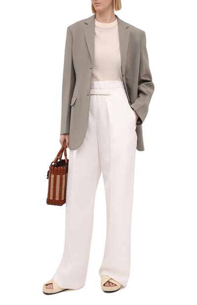 Хлопковый топ JIL SANDER светло-бежевого цвета по цене 23600 руб., арт. JSWS707303-WS247108, фото 2 Хлопковый топ JIL SANDER, арт. JSWS707303-WS247108, фото 2