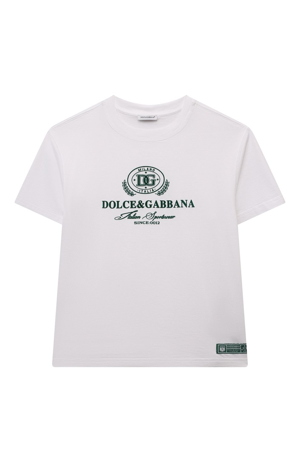 Хлопковая футболка DOLCE & GABBANA белого цвета по цене 21850 руб., арт. L4JTHV/G7NVW, фото 1 Хлопковая футболка DOLCE & GABBANA, арт. L4JTHV/G7NVW, фото 1
