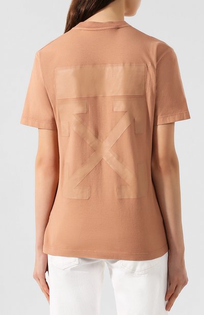 Хлопковая футболка OFF-WHITE розового цвета по цене 19950 руб., арт. 0WAA049E19F290960303, фото 4 Хлопковая футболка OFF-WHITE, арт. 0WAA049E19F290960303, фото 4