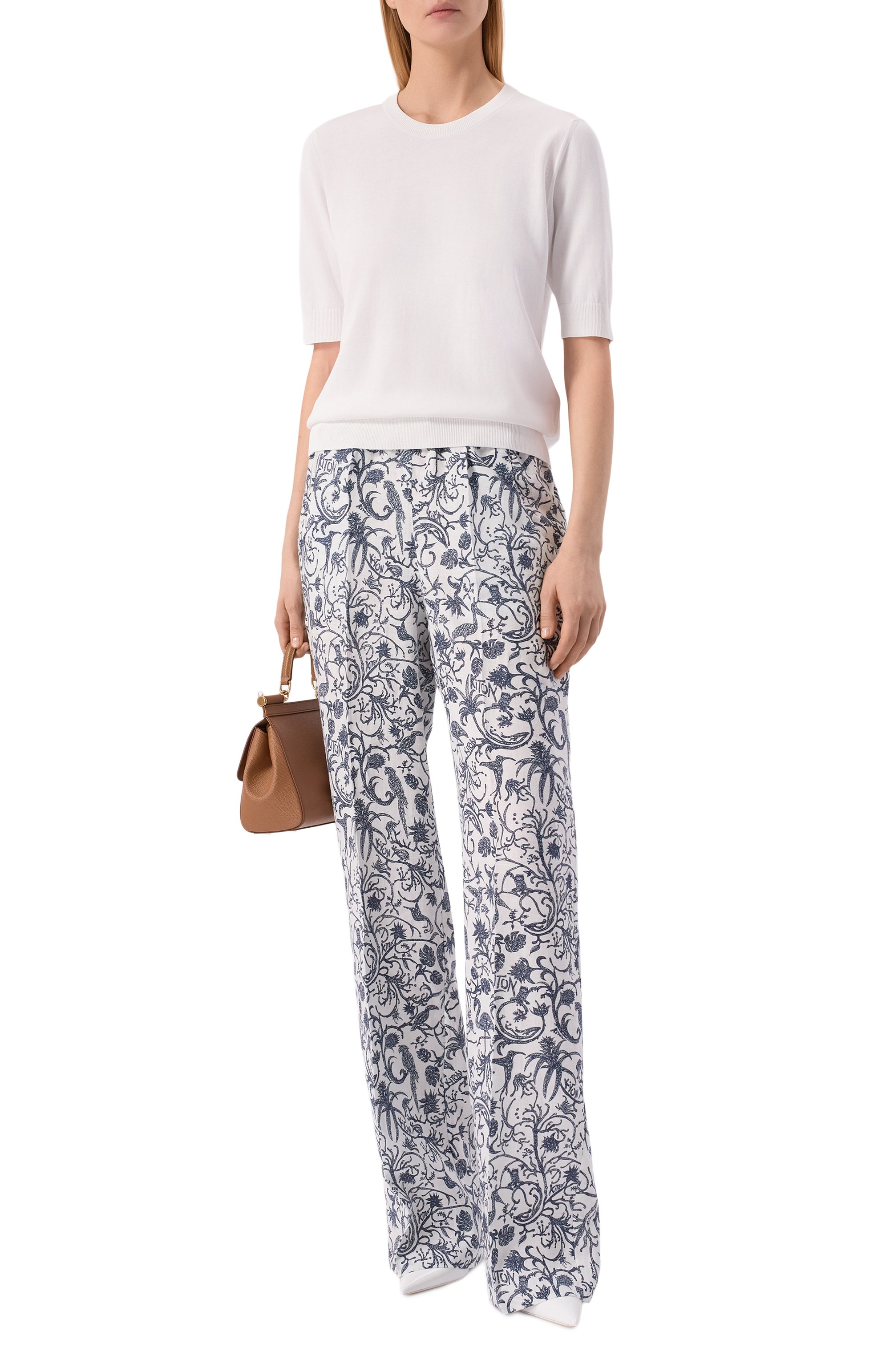 Льняные брюки KITON разноцветного цвета по цене 124500 руб., арт. D48122H08903, фото 2 Льняные брюки KITON, арт. D48122H08903, фото 2