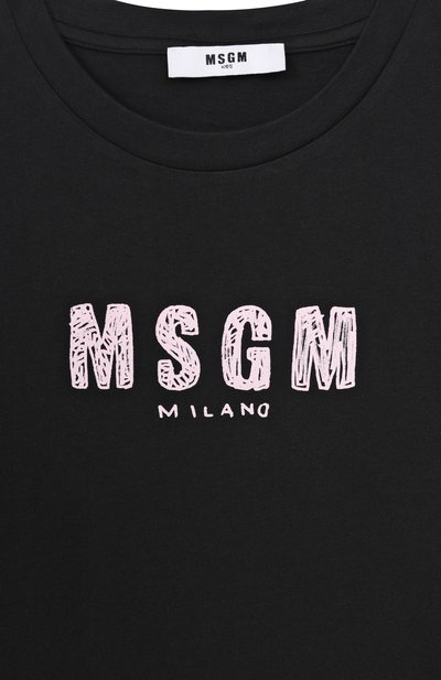 Хлопковая футболка MSGM KIDS черного цвета по цене 4695 руб., арт. S6MSJGTH070, фото 3 Хлопковая футболка MSGM KIDS, арт. S6MSJGTH070, фото 3