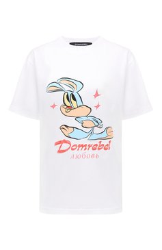 Женская хлопковая футболка DOMREBEL белого цвета, арт. BUNNY L0VE/T-SHIRT | Фото 1 (Рукава: Короткие; Длина (для топов): Стандартные; Принт: С принтом; Материал сплава: Проставлено; Материал внешний: Хлопок; Женское Кросс-КТ: Футболка-одежда; Драгоценные камни: Проставлено; Стили: Кэжуэл)