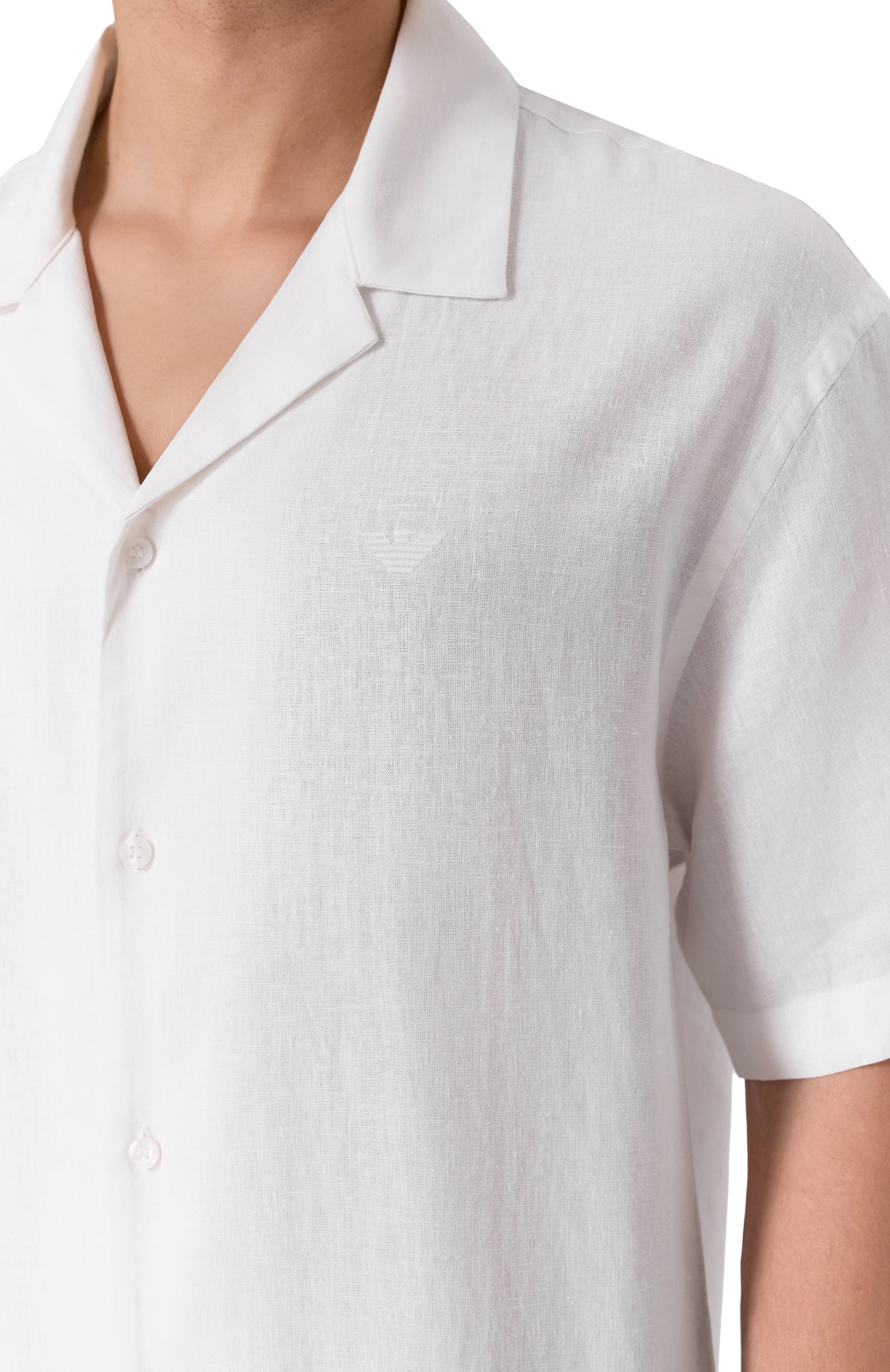 Рубашка изо льна и вискозы EMPORIO ARMANI белого цвета по цене 17700 руб., арт. EM000593/AF12356, фото 5 Рубашка изо льна и вискозы EMPORIO ARMANI, арт. EM000593/AF12356, фото 5