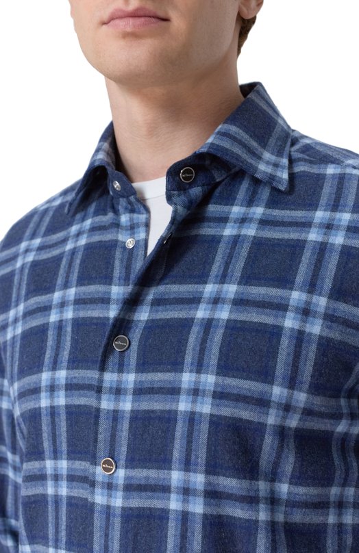 Хлопковая рубашка Kiton UMCNERHH0906601 Синий  UMCNERHH0906601 Фото 5