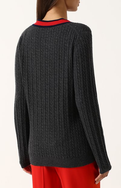 Кашемировый пуловер фактурной вязки с v-образным вырезом FTC, арт. 708-1110, фото 4