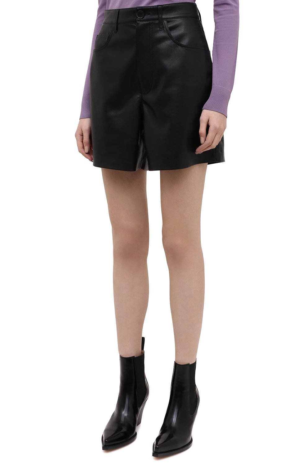 Шорты NANUSHKA черного цвета по цене 41900 руб., арт. LEANA_BLACK_VEGAN LEATHER, фото 3 Шорты NANUSHKA, арт. LEANA_BLACK_VEGAN LEATHER, фото 3