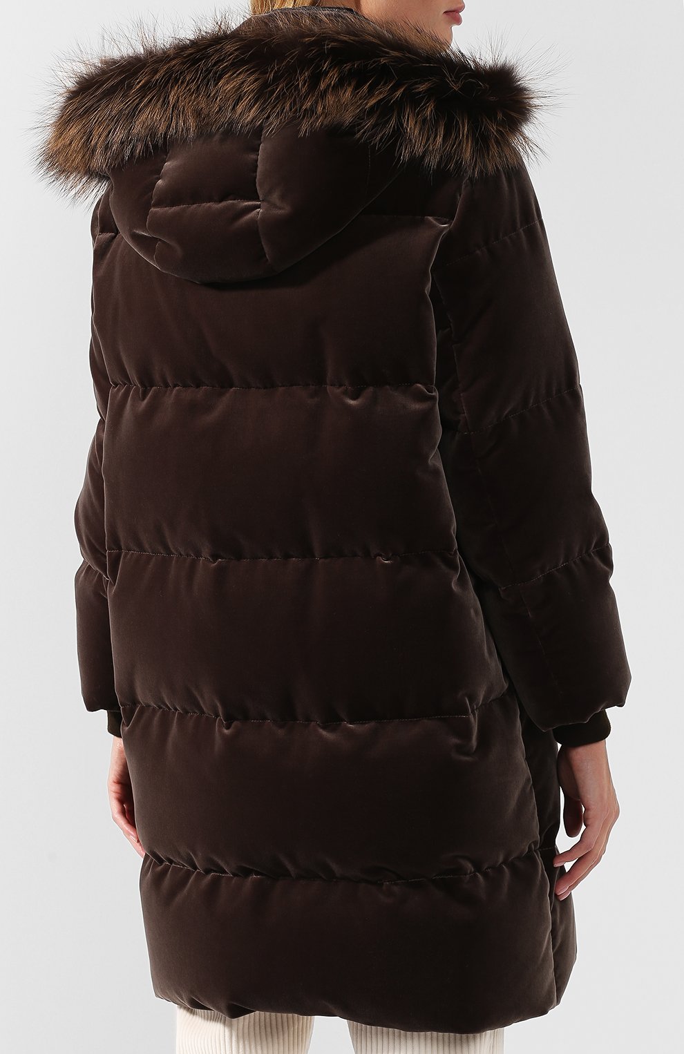 Хлопковый пуховик с меховой отделкой капюшона BRUNELLO CUCINELLI, арт. MA5939302, фото 3