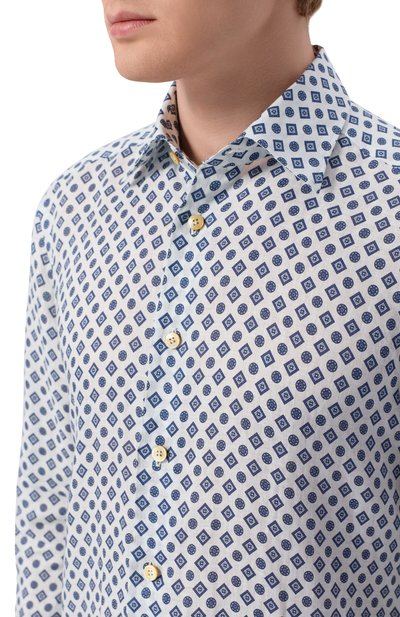 Льняная рубашка KITON темно-синего цвета по цене 136500 руб., арт. UMCNERH09719, фото 5 Льняная рубашка KITON, арт. UMCNERH09719, фото 5