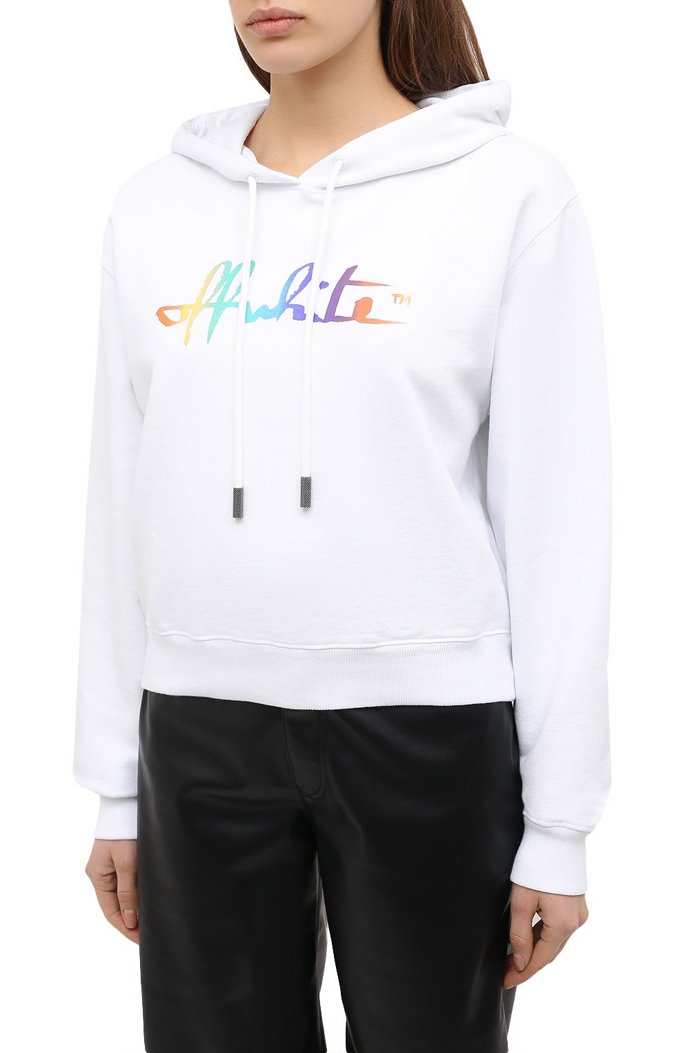 Хлопковое худи OFF-WHITE белого цвета по цене 62200 руб., арт. 0WBB016F20JER0010184, фото 3 Хлопковое худи OFF-WHITE, арт. 0WBB016F20JER0010184, фото 3
