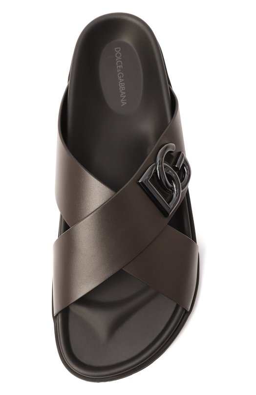 Кожаные шлепанцы Dolce & Gabbana A80525/A9Q67 Коричневый  A80525/A9Q67 Фото 6