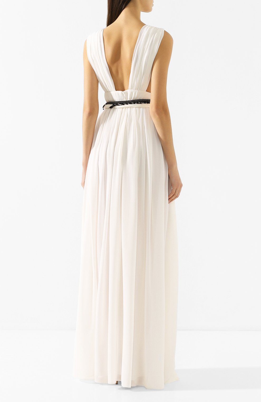 Шелковое платье SAINT LAURENT белого цвета по цене 434500 руб., арт. 611049/Y058W, фото 4 Шелковое платье SAINT LAURENT, арт. 611049/Y058W, фото 4