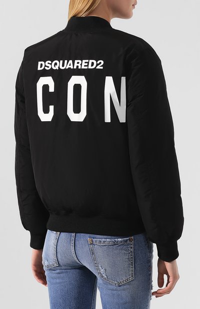 Пуховый бомбер DSQUARED2 черного цвета по цене 52050 руб., арт. S75AM0686/S52109, фото 4 Пуховый бомбер DSQUARED2, арт. S75AM0686/S52109, фото 4