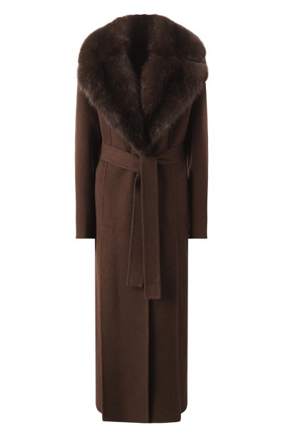 Женское шерстяное пальто с отделкой из меха соболя MVST, арт. FTBPL-X1306-9SB/LP1446