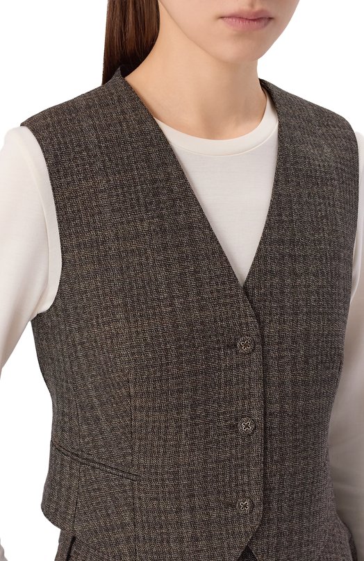 Шерстяной жилет Officine Generale W25WTLG404 Коричневый  W25WTLG404 Фото 5