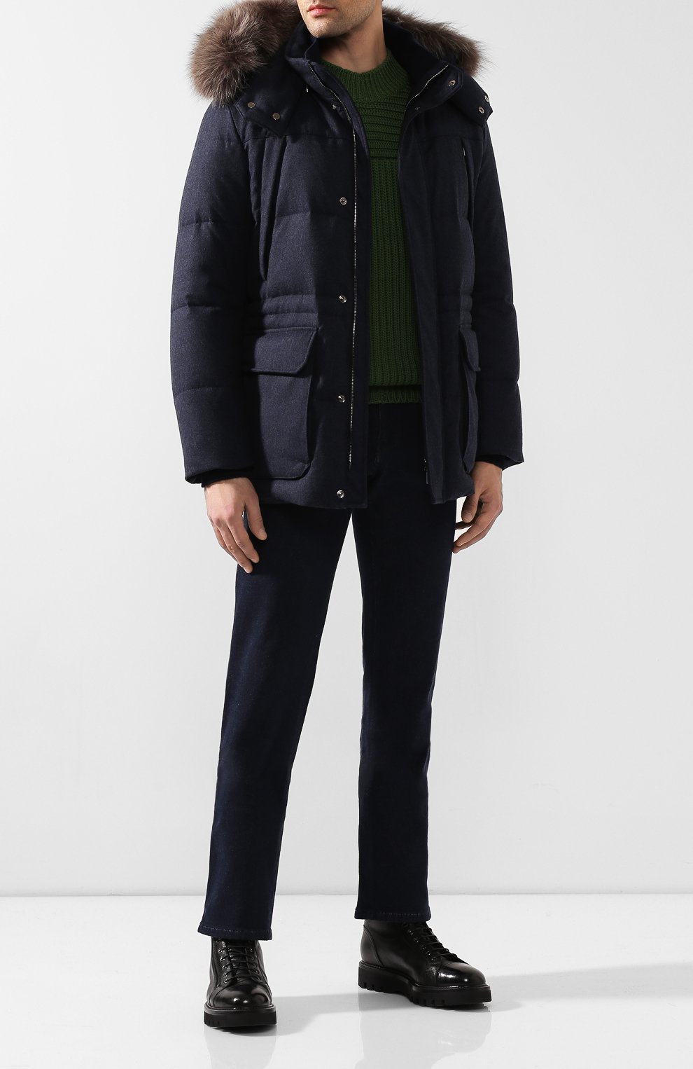 Шерстяной пуховик с меховой отделкой CORNELIANI, арт. 8425J7-9820182/00, фото 2