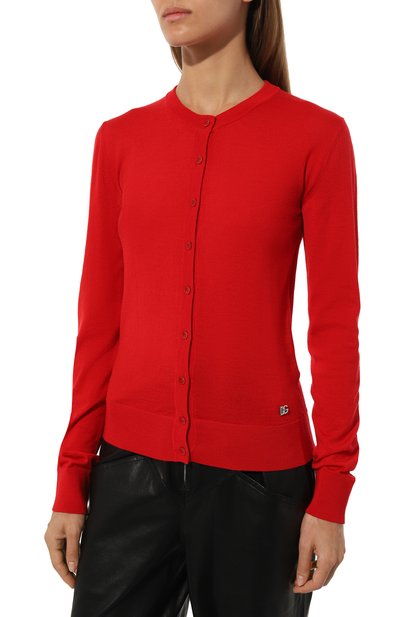 Шерстяной кардиган DOLCE & GABBANA красного цвета по цене 79150 руб., арт. FXV09T/JCVWD, фото 3 Шерстяной кардиган DOLCE & GABBANA, арт. FXV09T/JCVWD, фото 3