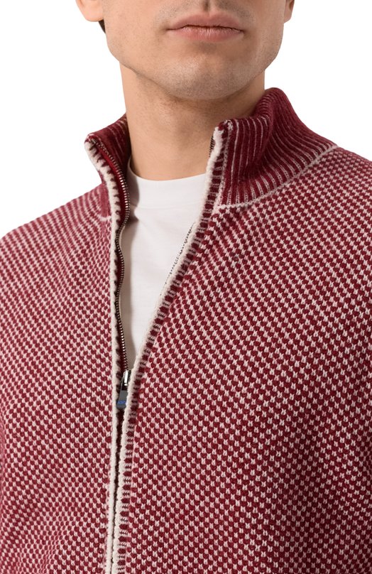 Шерстяной кардиган Kiton UMM072202 Бордовый  UMM072202 Фото 5