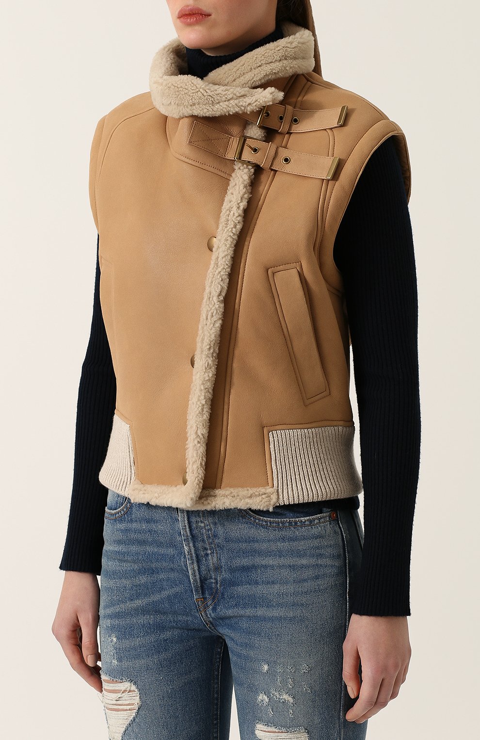 Приталенный жилет из овчины CHLOÉ, арт. CHC18SCV71205287, фото 3