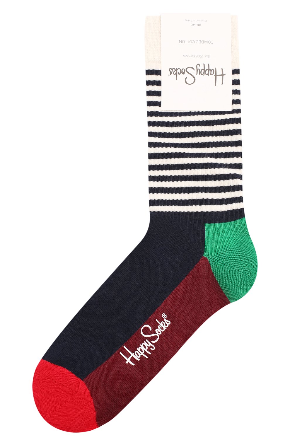 Носки half stripe sock HAPPY SOCKS разноцветного цвета по цене 690 руб., арт. HAS01, фото 1 Носки half stripe sock HAPPY SOCKS, арт. HAS01, фото 1