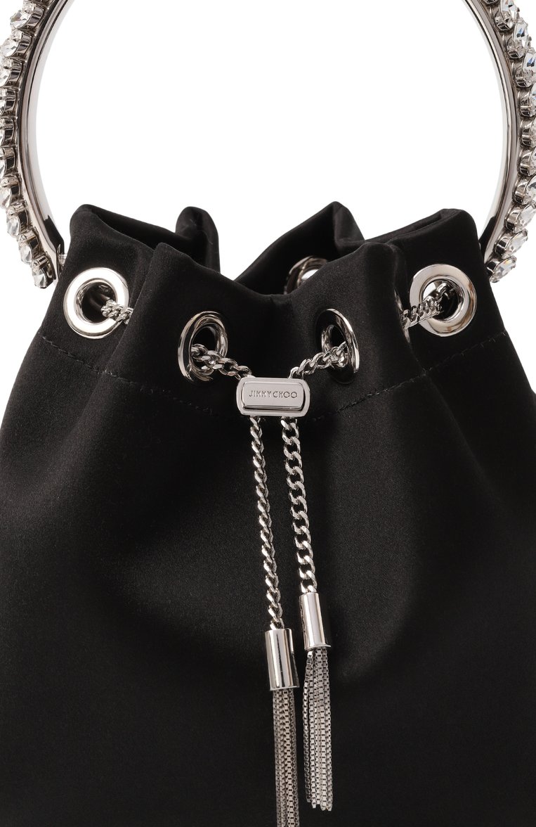 Женская сумка bon bon JIMMY CHOO черного цвета, арт. B0N B0N/VKM | Фото 3 (Размер: mini; Ремень/цепочка: На ремешке; Материал: Текстиль; Женское Кросс-КТ: Вечерняя сумка)