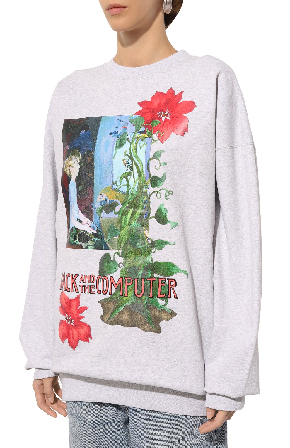 Хлопковый свитшот JW ANDERSON серого цвета по цене 39950 руб., арт. JW0206/PG1598, фото 3 Хлопковый свитшот JW ANDERSON, арт. JW0206/PG1598, фото 3