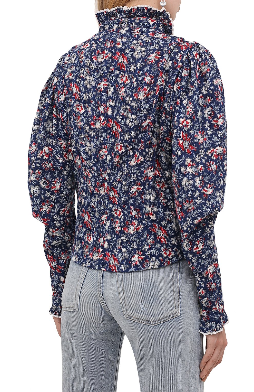 Хлопковая блузка ISABEL MARANT ETOILE темно-синего цвета по цене 39950 руб., арт. HT2123-21A024E/DARYA, фото 4 Хлопковая блузка ISABEL MARANT ETOILE, арт. HT2123-21A024E/DARYA, фото 4